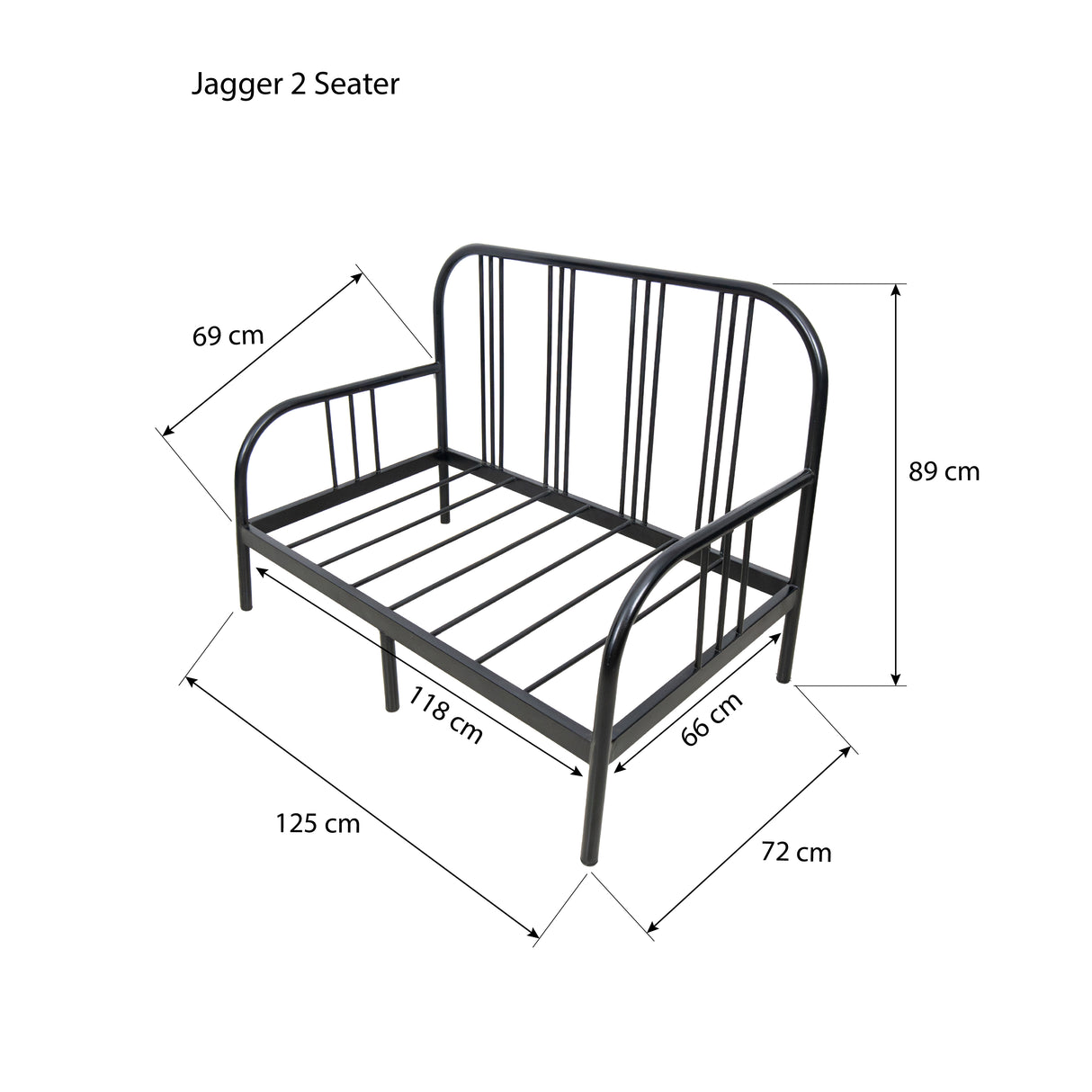 JAGGER 2-1-1 Metal Sofa Set Affordahome