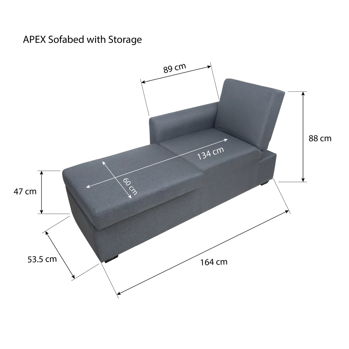 APEX Sofabed with Storage Furnigo