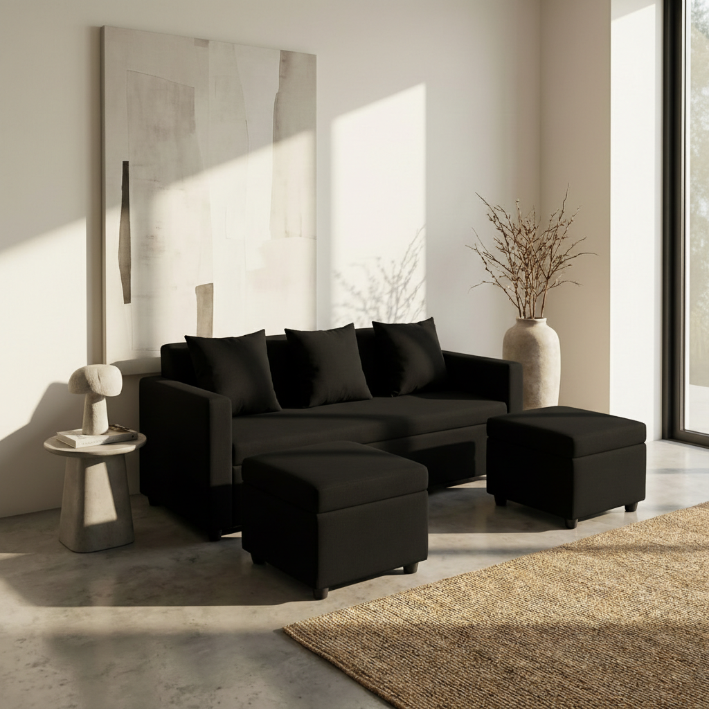 Melo Reversible Fabric Sofa Set Affordahome