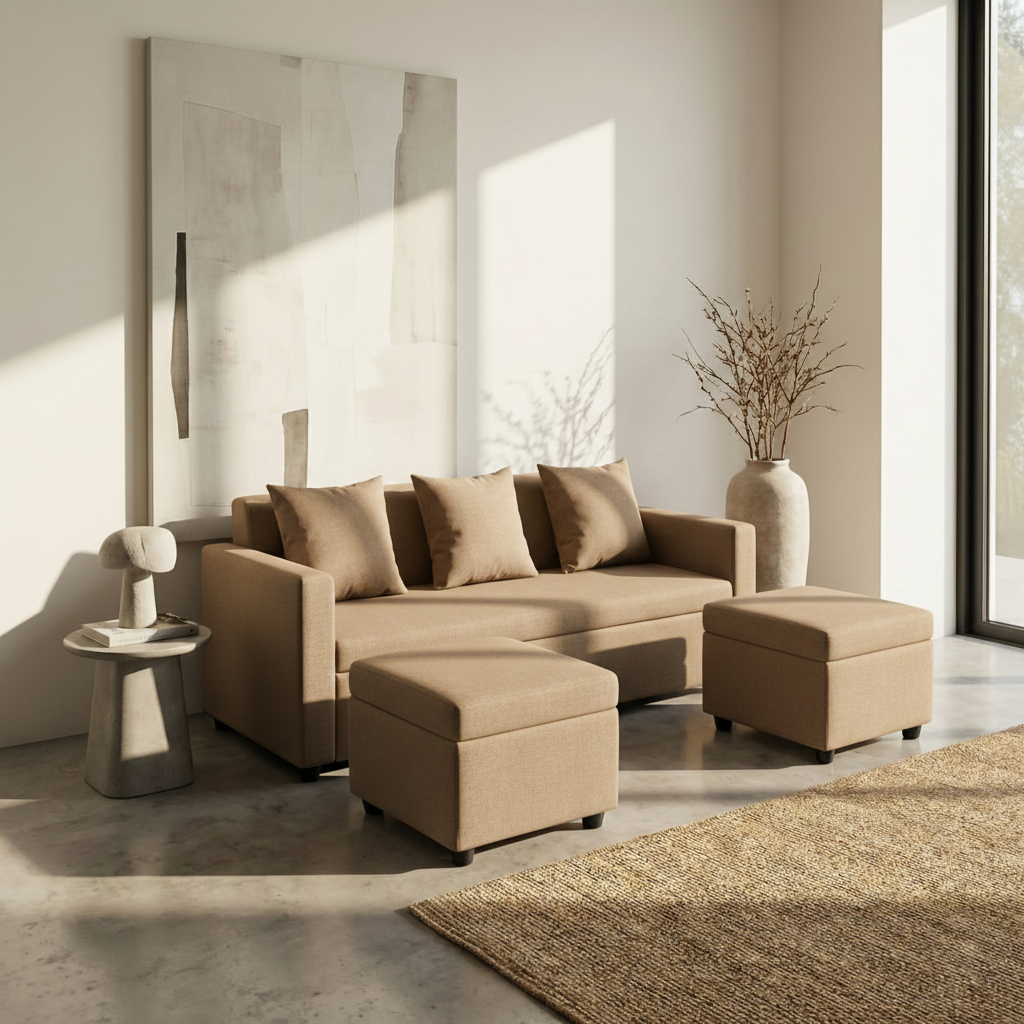 Melo Reversible Fabric Sofa Set Affordahome