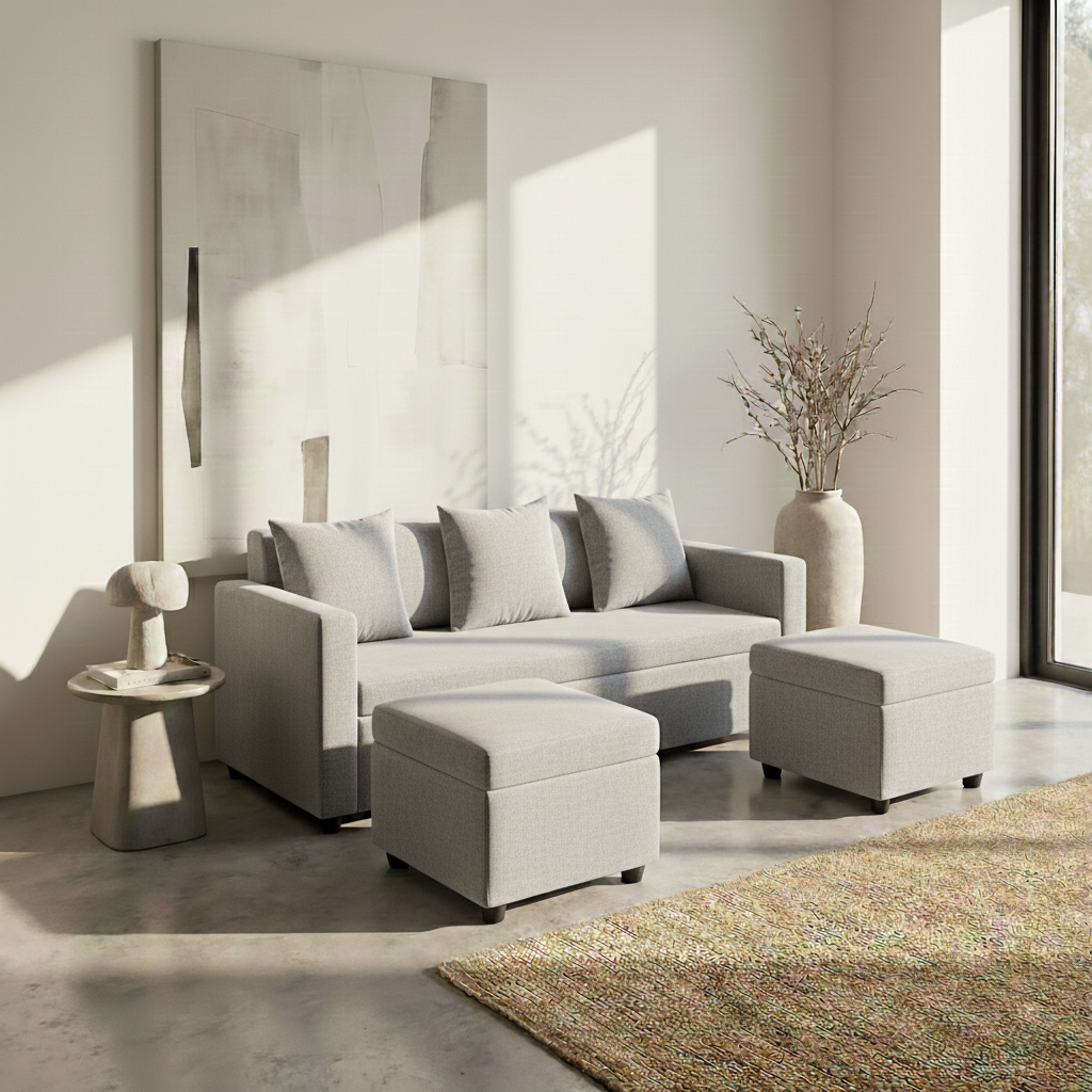 Melo Reversible Fabric Sofa Set Affordahome