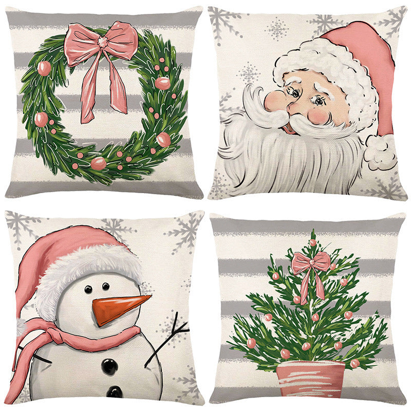 Looma Pilora - Christmas Elk & Snowman Decorative Pillowcase – Festive Cushion Cover for Living Room Sofa | Customizable Design Available - Living Room, Bedroom, Sofa Area Looma