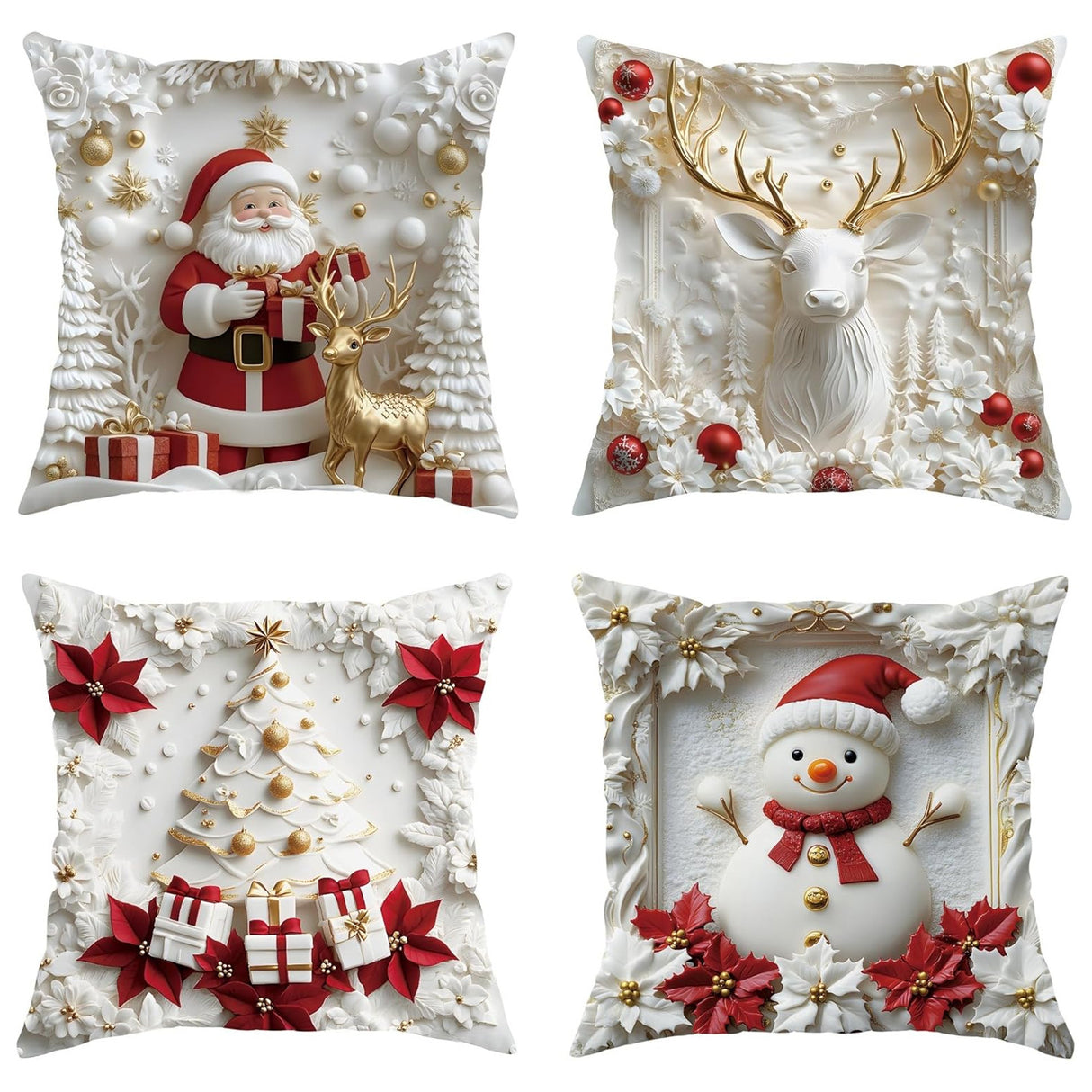 Looma Pilora - Christmas Elk & Snowman Decorative Pillowcase – Festive Cushion Cover for Living Room Sofa | Customizable Design Available - Living Room, Bedroom, Sofa Area Looma