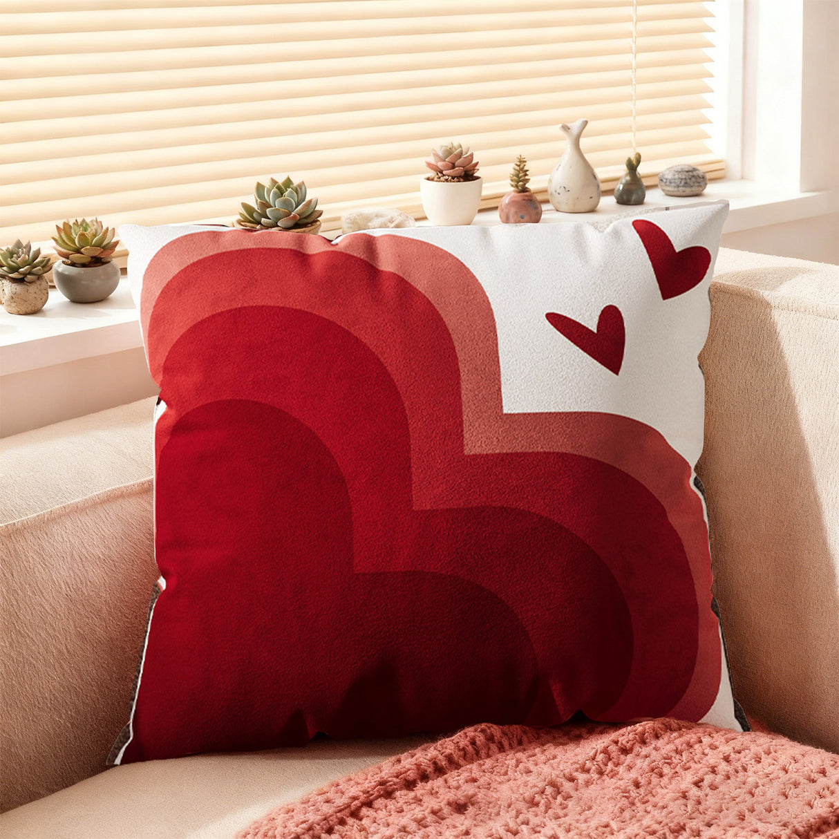 Looma Cupid - Valentines Love Pillow Cover – Romantic Red Cushion Case with “Happy Love” Print - Sofa, Wedding & Home Decor Looma
