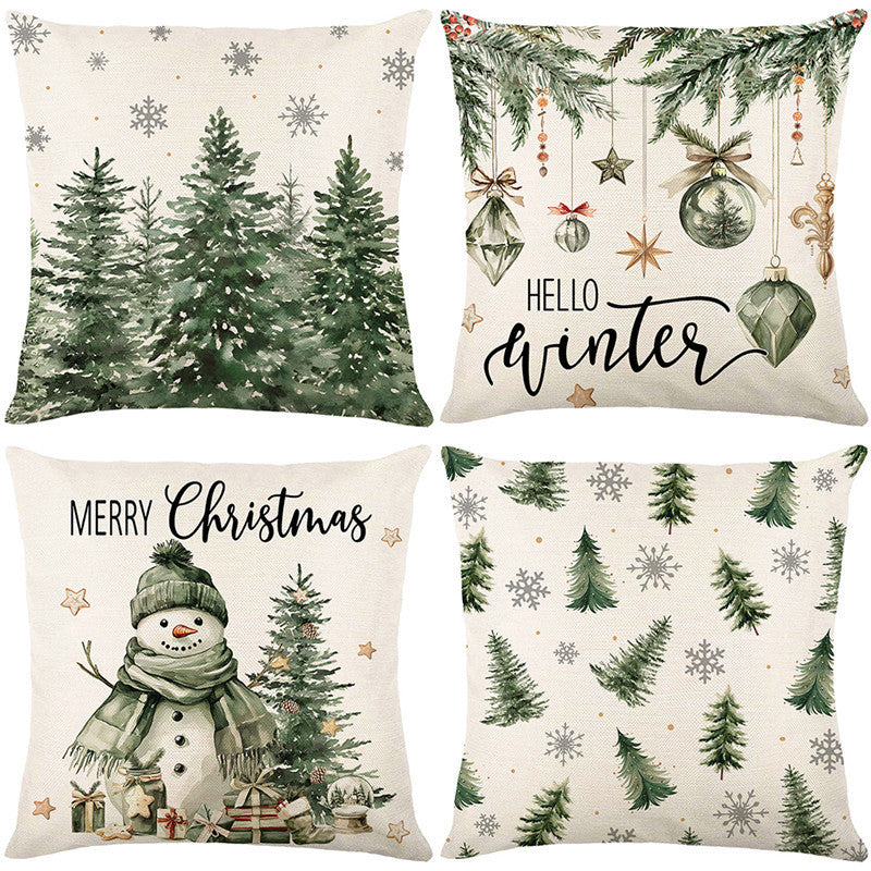 Looma Pilora - Christmas Elk & Snowman Decorative Pillowcase – Festive Cushion Cover for Living Room Sofa | Customizable Design Available - Living Room, Bedroom, Sofa Area Looma