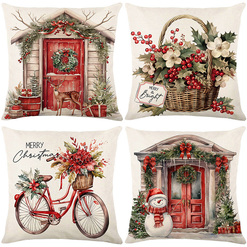 Looma Pilora - Christmas Elk & Snowman Decorative Pillowcase – Festive Cushion Cover for Living Room Sofa | Customizable Design Available - Living Room, Bedroom, Sofa Area Looma