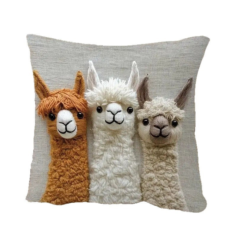 Looma Lom - Cute Donkey & Alpaca Cartoon Plush Pillow Cover – Soft Skin-Friendly Cushion for Sofa & Home Decor - Living Room, Bedroom, Kids Room Looma