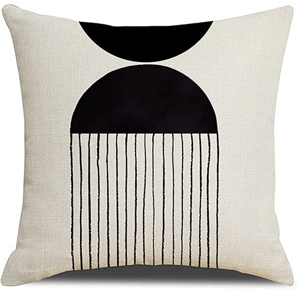 Looma Mono - Black & White Abstract Linen Pillow Cover – Minimalist Line Art Cushion Case - W0060 - Sofa, Living Room & Office Decor Looma