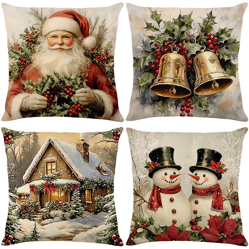 Looma Pilora - Christmas Elk & Snowman Decorative Pillowcase – Festive Cushion Cover for Living Room Sofa | Customizable Design Available - Living Room, Bedroom, Sofa Area Looma