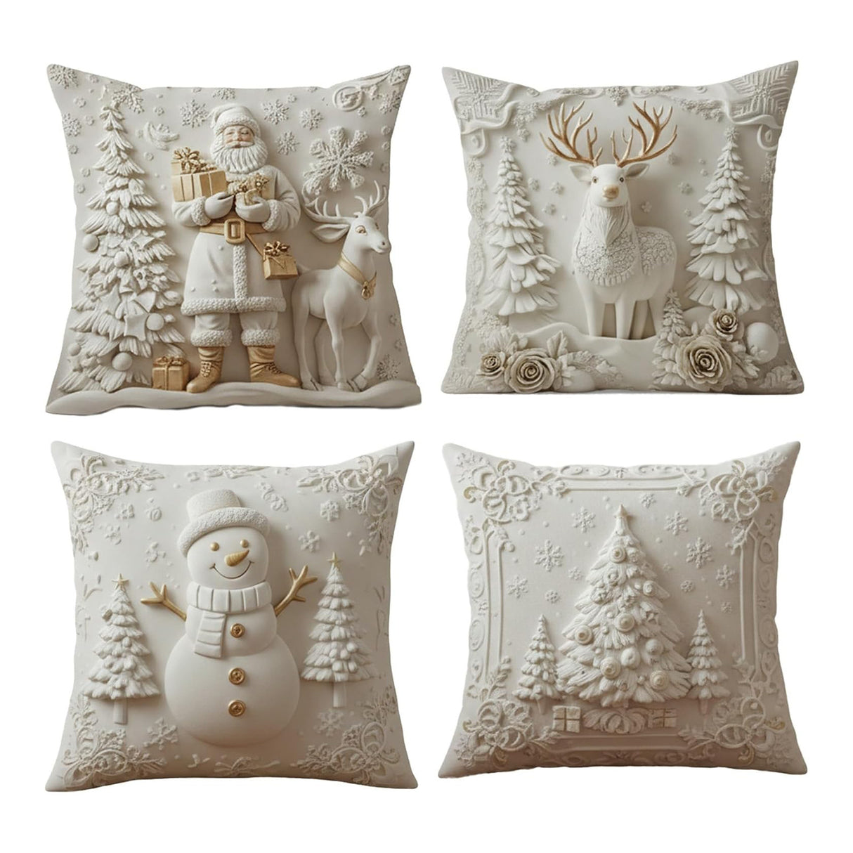 Looma Pilora - Christmas Elk & Snowman Decorative Pillowcase – Festive Cushion Cover for Living Room Sofa | Customizable Design Available - Living Room, Bedroom, Sofa Area Looma