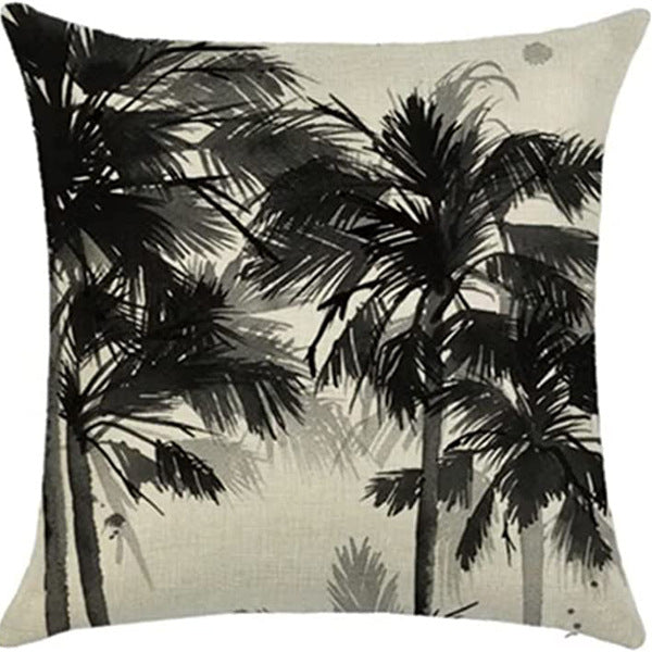 Looma Mono - Black & White Abstract Linen Pillow Cover – Minimalist Line Art Cushion Case - W0060 - Sofa, Living Room & Office Decor Looma