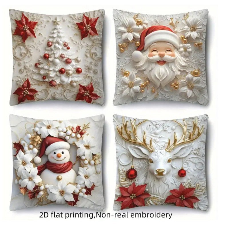 Looma Pilora - Christmas Elk & Snowman Decorative Pillowcase – Festive Cushion Cover for Living Room Sofa | Customizable Design Available - Living Room, Bedroom, Sofa Area Looma