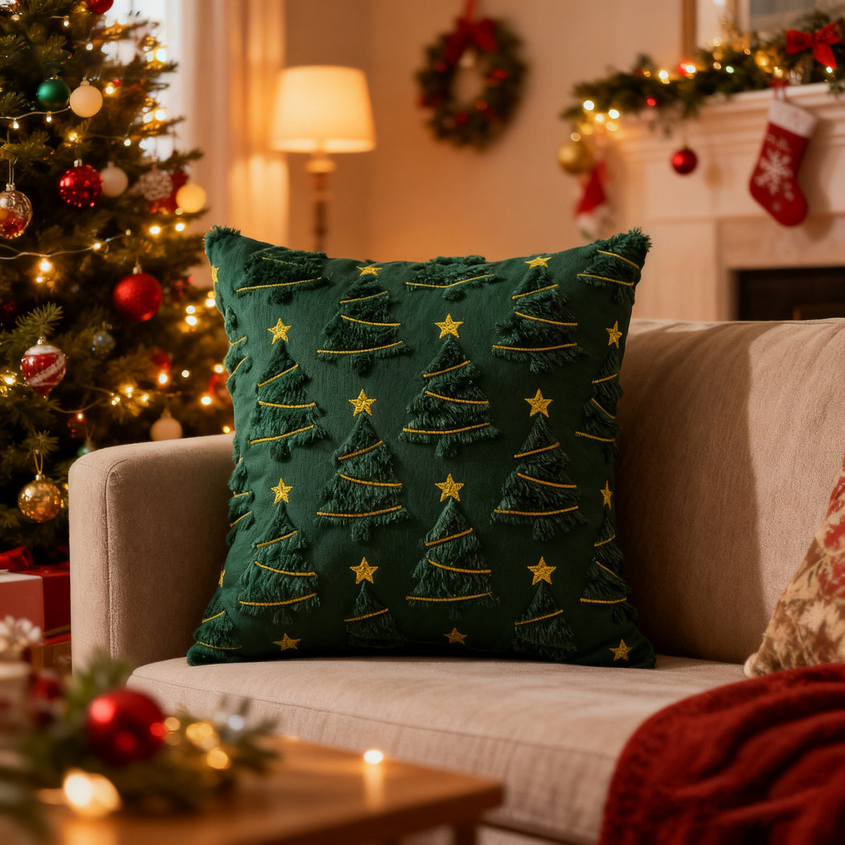 Looma Yen - Embroidered Bow Plush Pillow Cover – Sweet Christmas Decorative Cushion for Living Room Sofa Styling - Living Room, Bedroom, Sofa Area Looma