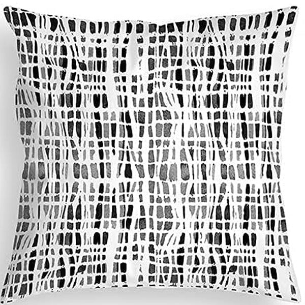 Looma Mono - Black & White Abstract Linen Pillow Cover – Minimalist Line Art Cushion Case - W0060 - Sofa, Living Room & Office Decor Looma