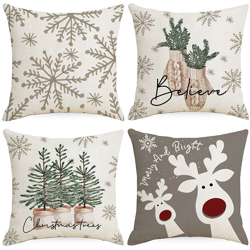 Looma Pilora - Christmas Elk & Snowman Decorative Pillowcase – Festive Cushion Cover for Living Room Sofa | Customizable Design Available - Living Room, Bedroom, Sofa Area Looma