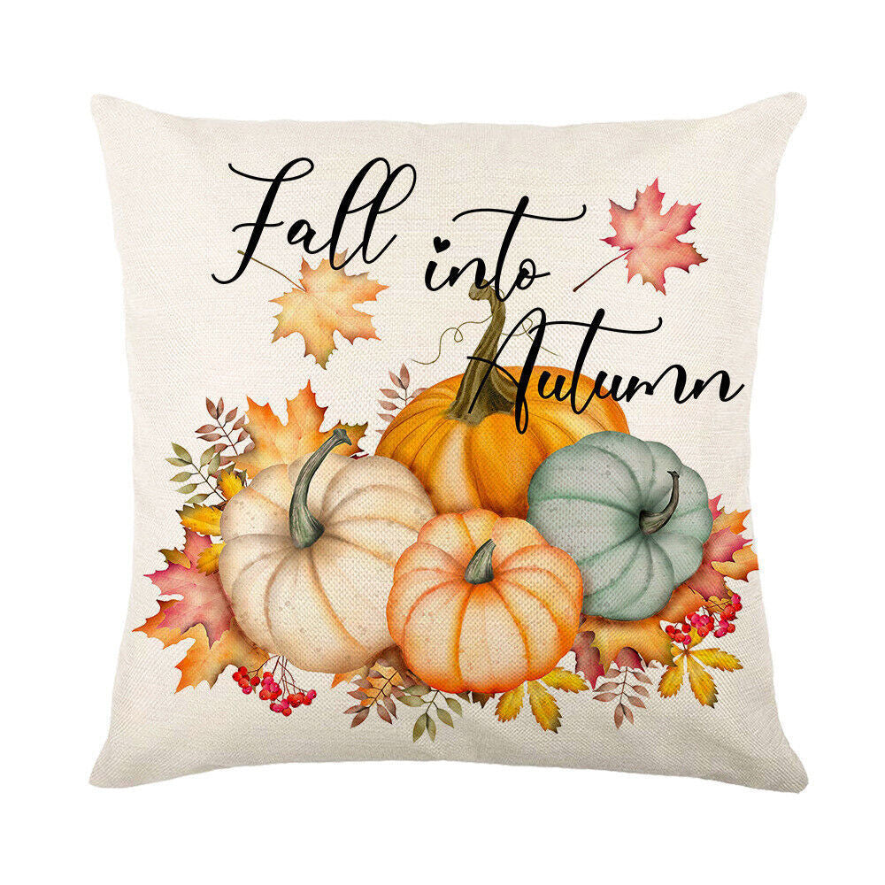 Looma Pumpkina - Halloween Pumpkin Pillow Cover with Maple Leaf & Bicycle Design | Decorative Cushion - Sofa, Bedroom & Home Looma