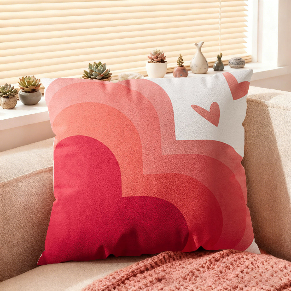 Looma Cupid - Valentines Love Pillow Cover – Romantic Red Cushion Case with “Happy Love” Print - Sofa, Wedding & Home Decor Looma