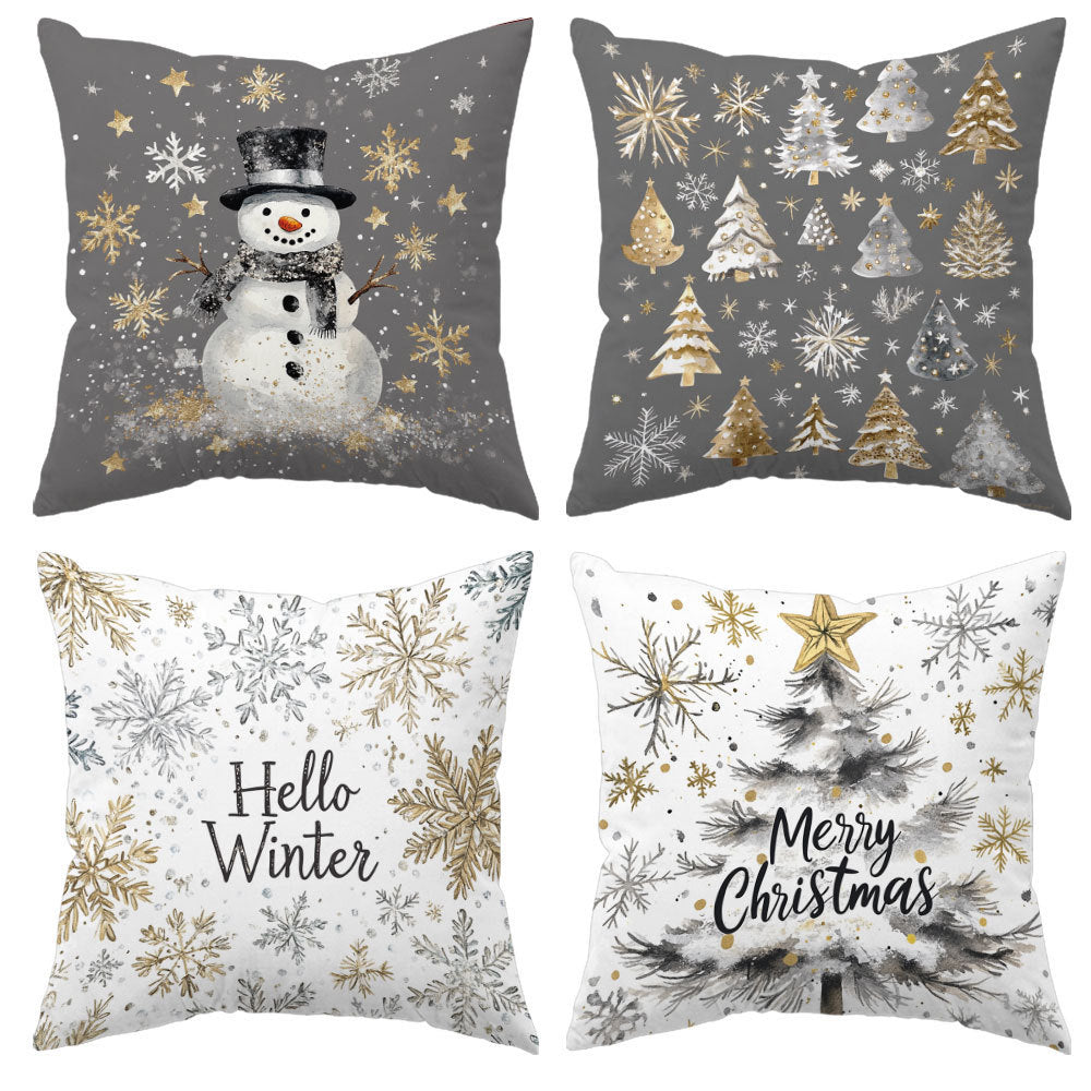Looma Pilora - Christmas Elk & Snowman Decorative Pillowcase – Festive Cushion Cover for Living Room Sofa | Customizable Design Available - Living Room, Bedroom, Sofa Area Looma