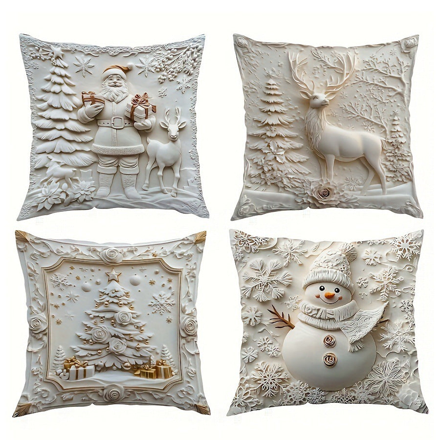 Looma Pilora - Christmas Elk & Snowman Decorative Pillowcase – Festive Cushion Cover for Living Room Sofa | Customizable Design Available - Living Room, Bedroom, Sofa Area Looma