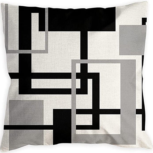 Looma Mono - Black & White Abstract Linen Pillow Cover – Minimalist Line Art Cushion Case - W0060 - Sofa, Living Room & Office Decor Looma