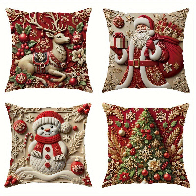 Looma Pilora - Christmas Elk & Snowman Decorative Pillowcase – Festive Cushion Cover for Living Room Sofa | Customizable Design Available - Living Room, Bedroom, Sofa Area Looma
