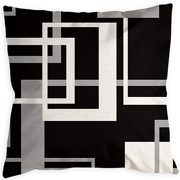 Looma Mono - Black & White Abstract Linen Pillow Cover – Minimalist Line Art Cushion Case - W0060 - Sofa, Living Room & Office Decor Looma