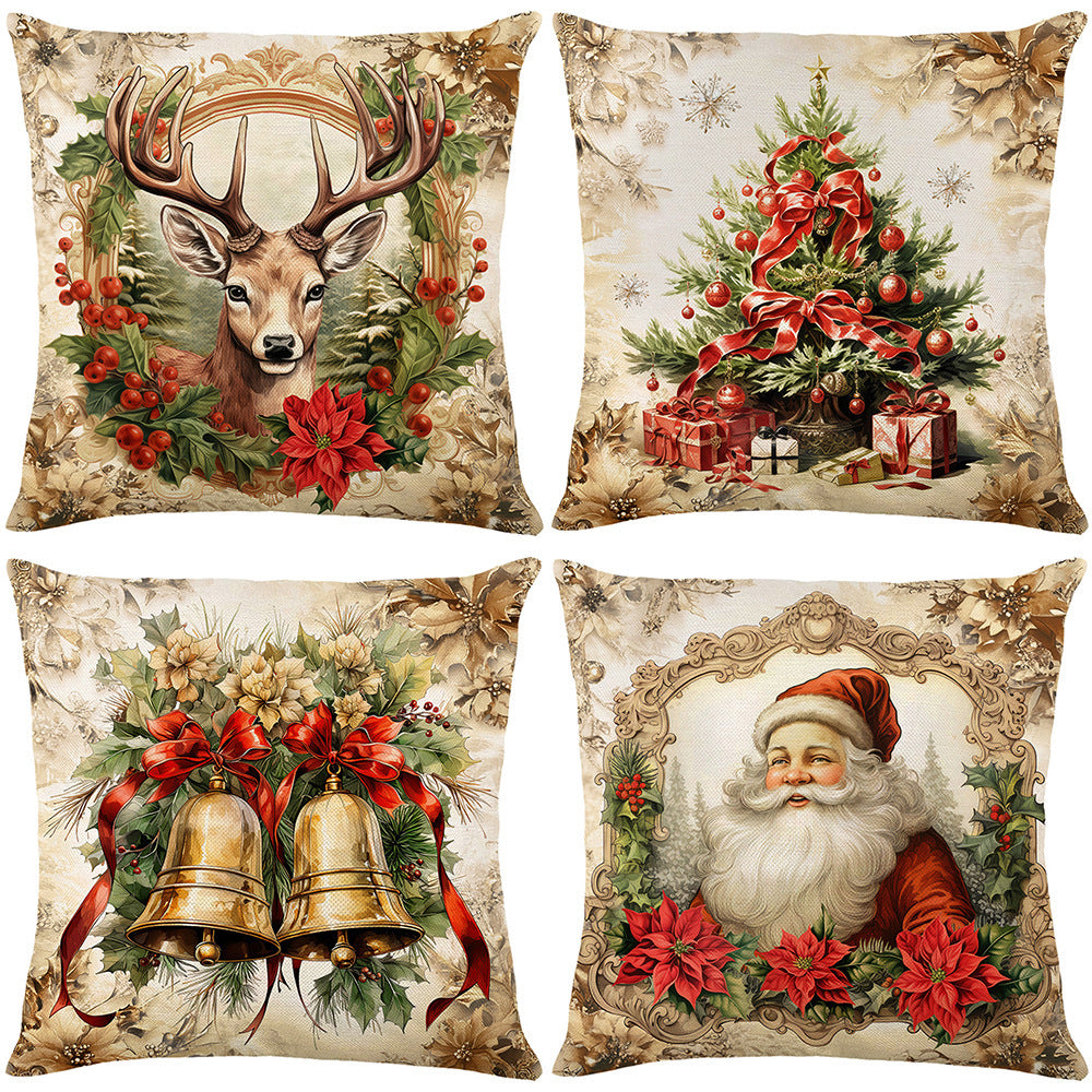 Looma Pilora - Christmas Elk & Snowman Decorative Pillowcase – Festive Cushion Cover for Living Room Sofa | Customizable Design Available - Living Room, Bedroom, Sofa Area Looma
