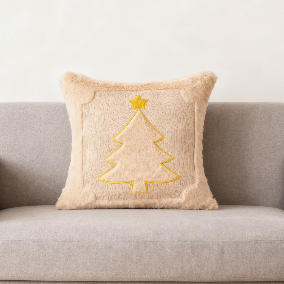 Looma Pilloza - Christmas Tree Embroidered Pillow Cover – Stereo Star Decorative Cushion for Living Room Sofa & Party Decor - Living Room, Bedroom, Sofa Area Looma