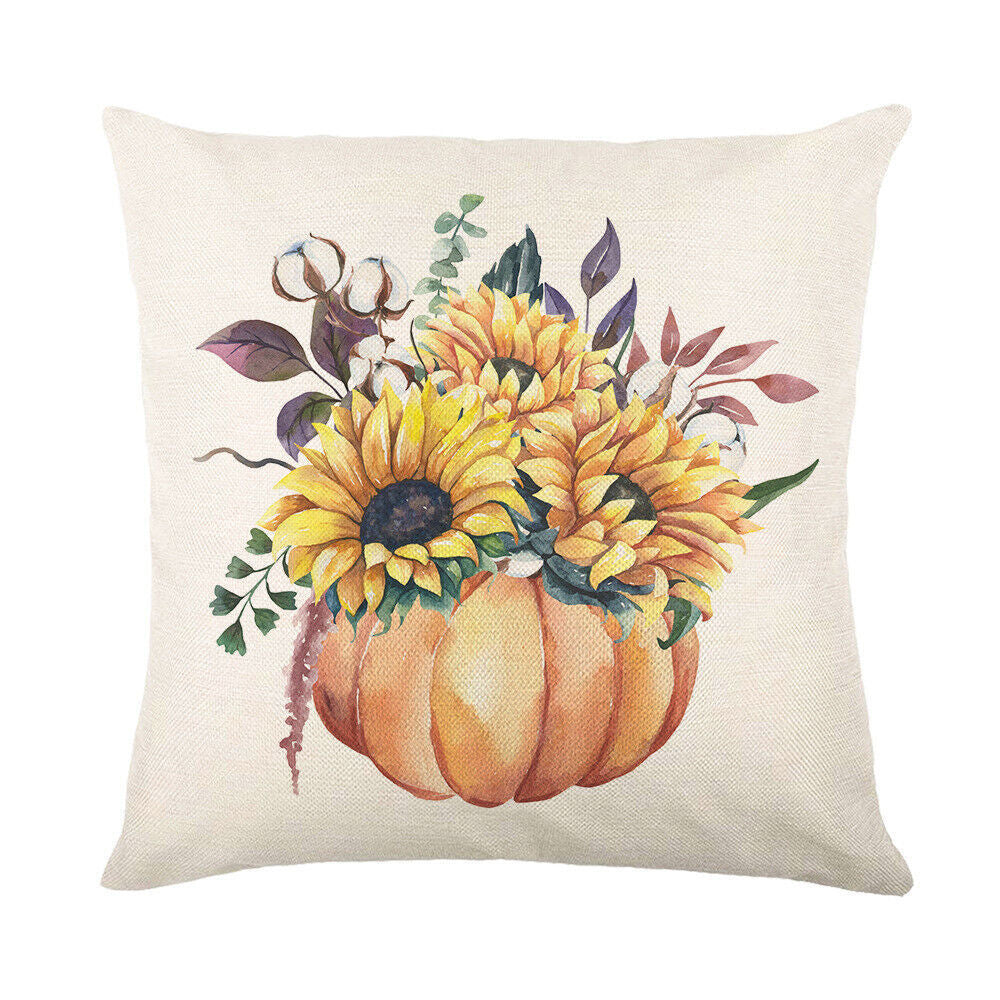 Looma Pumpkina - Halloween Pumpkin Pillow Cover with Maple Leaf & Bicycle Design | Decorative Cushion - Sofa, Bedroom & Home Looma