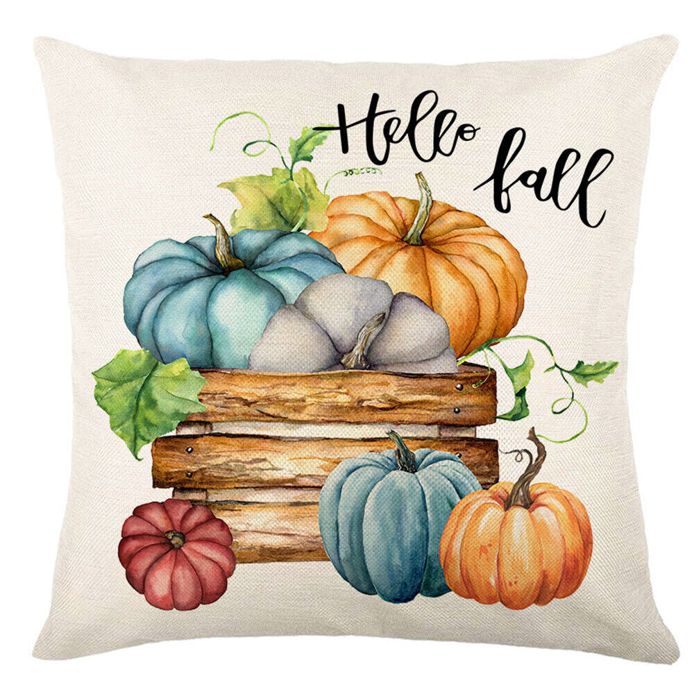 Looma Pumpkina - Halloween Pumpkin Pillow Cover with Maple Leaf & Bicycle Design | Decorative Cushion - Sofa, Bedroom & Home Looma