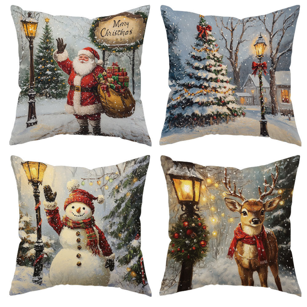 Looma Pilora - Christmas Elk & Snowman Decorative Pillowcase – Festive Cushion Cover for Living Room Sofa | Customizable Design Available - Living Room, Bedroom, Sofa Area Looma