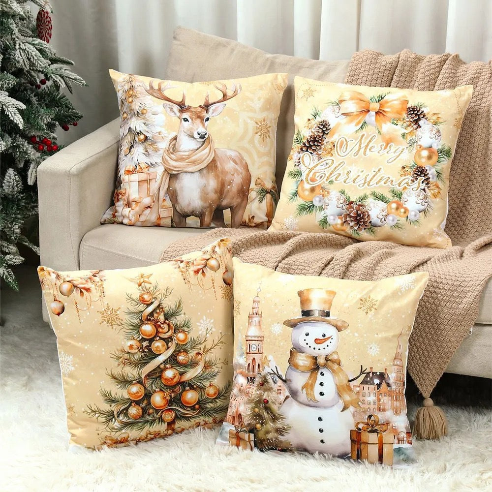 Looma Pilora - Christmas Elk & Snowman Decorative Pillowcase – Festive Cushion Cover for Living Room Sofa | Customizable Design Available - Living Room, Bedroom, Sofa Area Looma