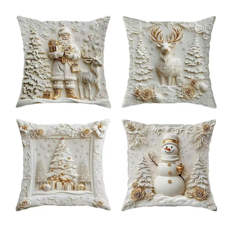 Looma Pilora - Christmas Elk & Snowman Decorative Pillowcase – Festive Cushion Cover for Living Room Sofa | Customizable Design Available - Living Room, Bedroom, Sofa Area Looma