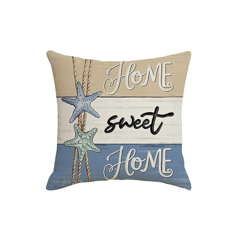 Looma- Reg - Ocean Scallop Linen Throw Pillow Cover – Coastal Single-Sided Printed Cushion for Sofa, Car & Living Room Décor Looma