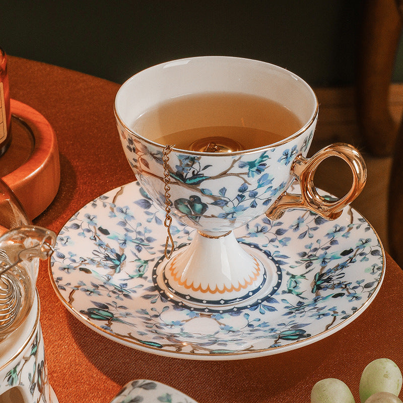 CUPURA Seno - European Goblet-Style Coffee Cup & Saucer Set - Elegant English Afternoon Tea Set CUPURA
