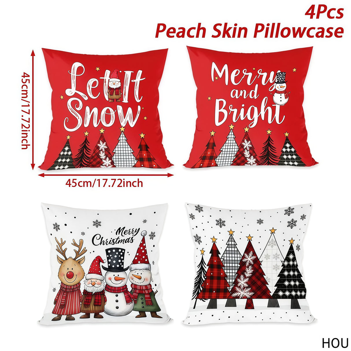 Looma Pilora - Christmas Elk & Snowman Decorative Pillowcase – Festive Cushion Cover for Living Room Sofa | Customizable Design Available - Living Room, Bedroom, Sofa Area Looma