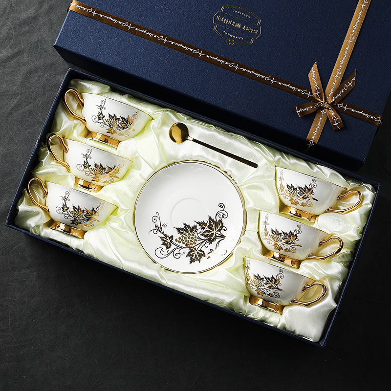 CUPURA Uro - European Floral Coffee Cup & Saucer Set - Elegant British Afternoon Tea Cup CUPURA