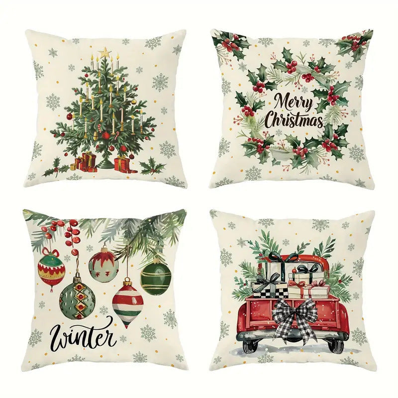 Looma Pilora - Christmas Elk & Snowman Decorative Pillowcase – Festive Cushion Cover for Living Room Sofa | Customizable Design Available - Living Room, Bedroom, Sofa Area Looma