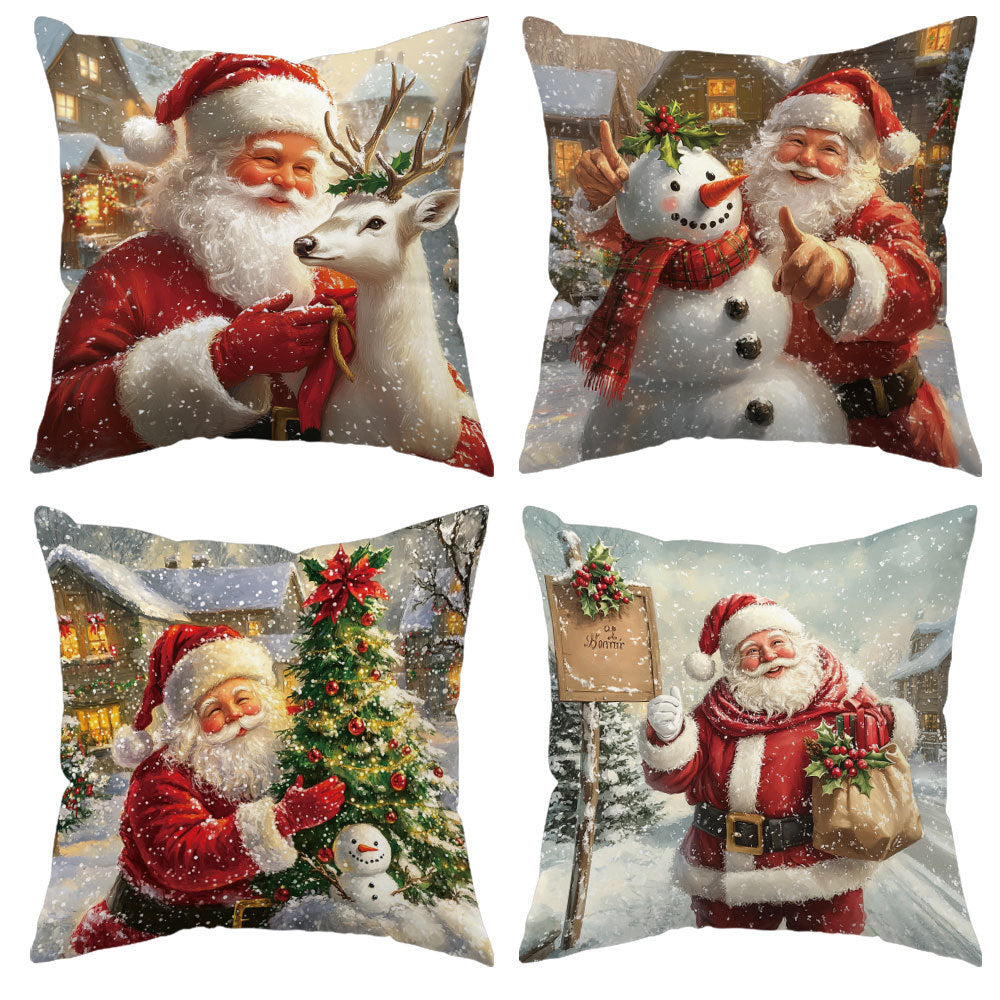 Looma Pilora - Christmas Elk & Snowman Decorative Pillowcase – Festive Cushion Cover for Living Room Sofa | Customizable Design Available - Living Room, Bedroom, Sofa Area Looma