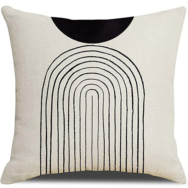 Looma Mono - Black & White Abstract Linen Pillow Cover – Minimalist Line Art Cushion Case - W0060 - Sofa, Living Room & Office Decor Looma