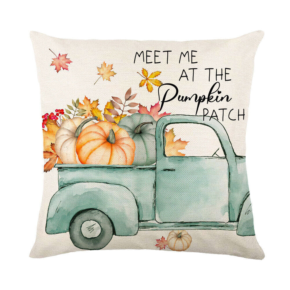 Looma Pumpkina - Halloween Pumpkin Pillow Cover with Maple Leaf & Bicycle Design | Decorative Cushion - Sofa, Bedroom & Home Looma