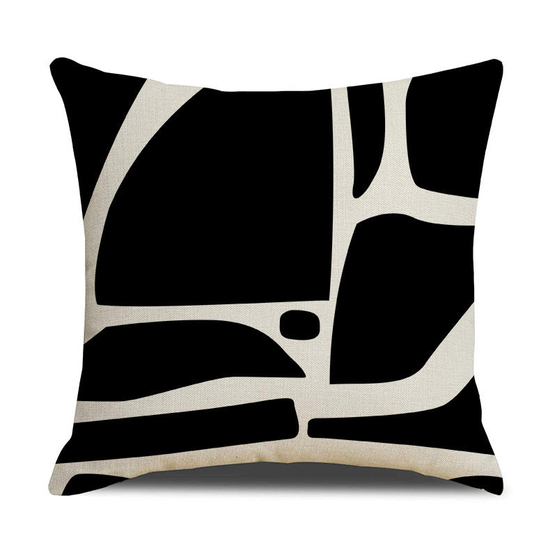 Looma Snuzu - Black & White Geometric Print Pillowcase – Modern Decorative Cushion for Sofa Living Room & Bedside Styling - Living Room, Bedroom, Sofa Area Looma