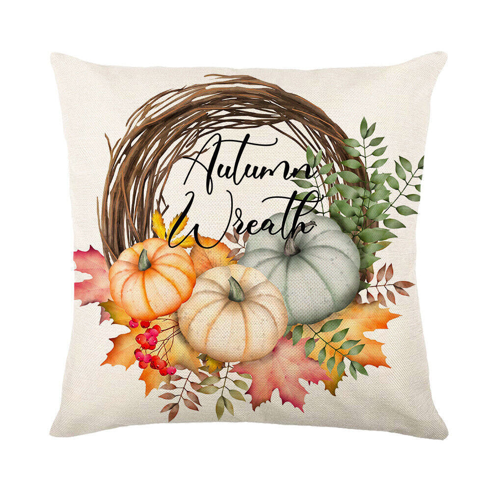 Looma Pumpkina - Halloween Pumpkin Pillow Cover with Maple Leaf & Bicycle Design | Decorative Cushion - Sofa, Bedroom & Home Looma