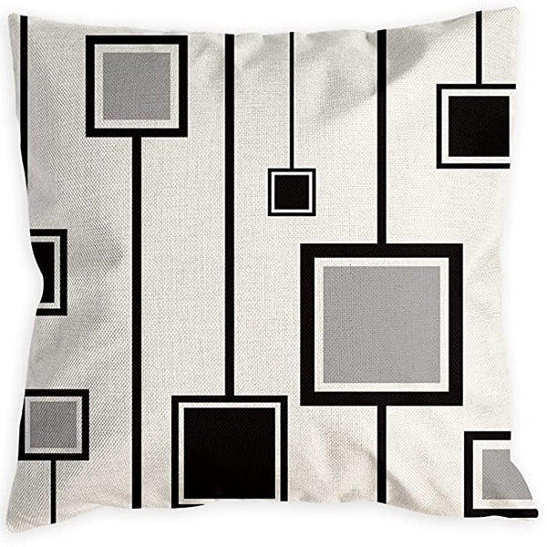 Looma Mono - Black & White Abstract Linen Pillow Cover – Minimalist Line Art Cushion Case - W0060 - Sofa, Living Room & Office Decor Looma