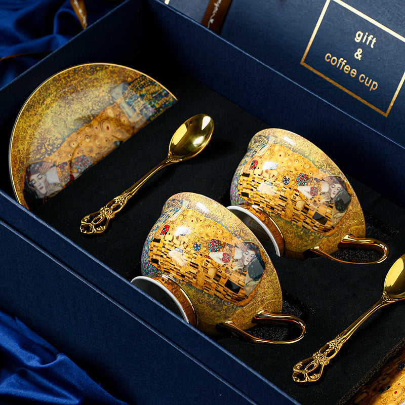 CUPURA Tiro - Royal Palace Coffee Cup & Saucer Set - Vintage English Afternoon Tea Gift with Box CUPURA
