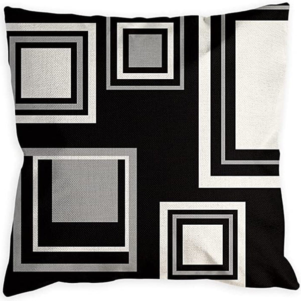 Looma Mono - Black & White Abstract Linen Pillow Cover – Minimalist Line Art Cushion Case - W0060 - Sofa, Living Room & Office Decor Looma