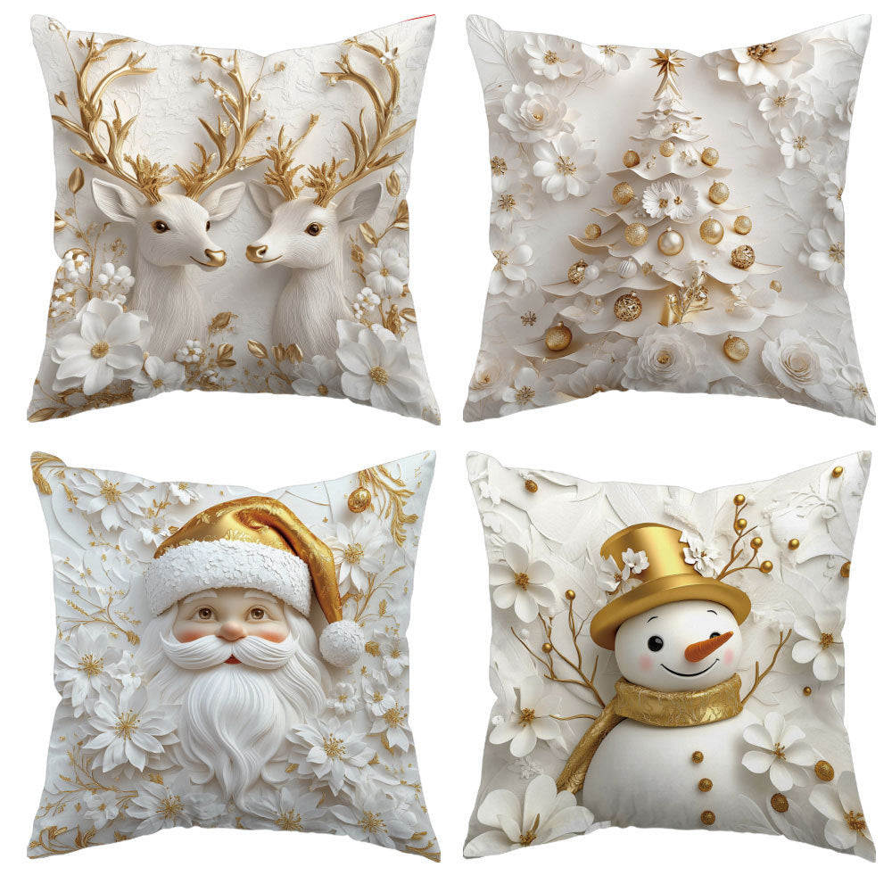 Looma Pilora - Christmas Elk & Snowman Decorative Pillowcase – Festive Cushion Cover for Living Room Sofa | Customizable Design Available - Living Room, Bedroom, Sofa Area Looma