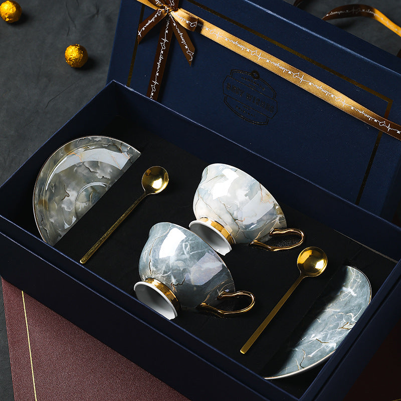 CUPURA Lino - European Coffee Cup & Saucer Set - Light Luxury Afternoon Tea Gift with Box CUPURA