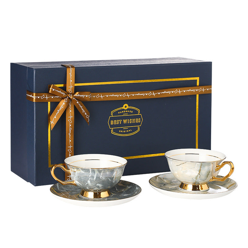 CUPURA Lino - European Coffee Cup & Saucer Set - Light Luxury Afternoon Tea Gift with Box CUPURA