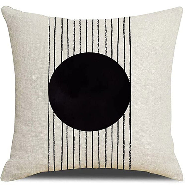Looma Mono - Black & White Abstract Linen Pillow Cover – Minimalist Line Art Cushion Case - W0060 - Sofa, Living Room & Office Decor Looma
